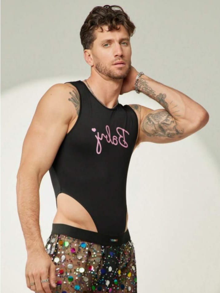 Men's Sleeveless Crew Neck Baby Latter Printed Bodysuit